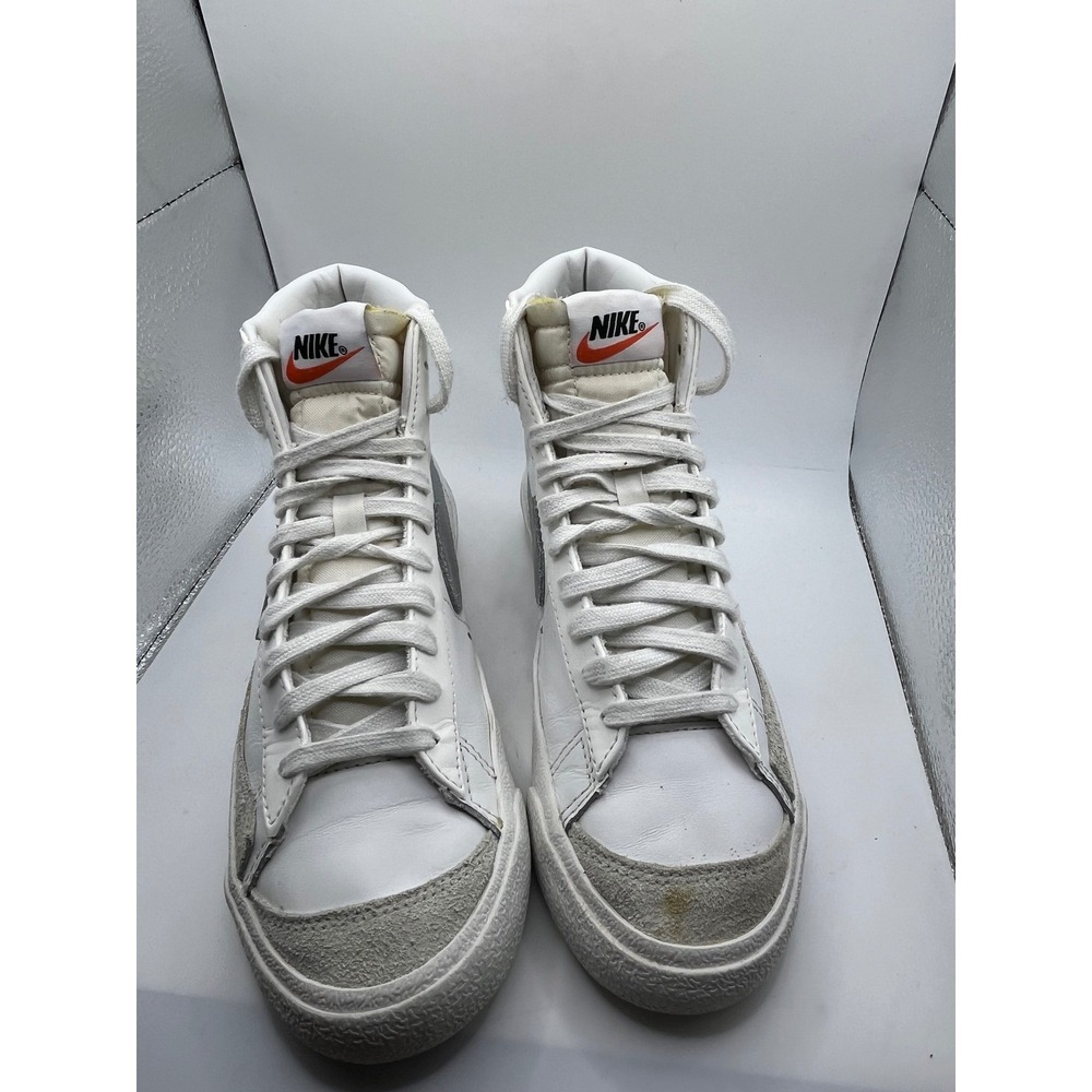 Nike Blazer Mid Retro White Silver Leather Suede High Top Sneakers Mens‎ 6.5Y